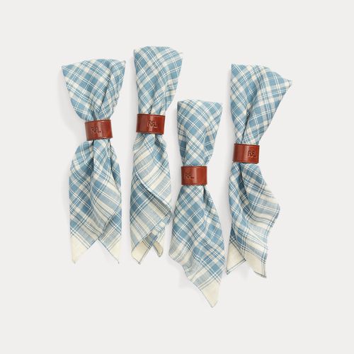 Plaid Napkin Set With Leather Sliders - RRL - Modalova