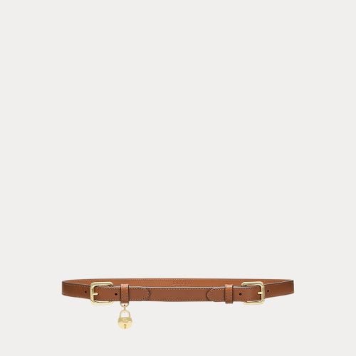 Leather Double-Buckle Skinny Belt - Lauren - Modalova