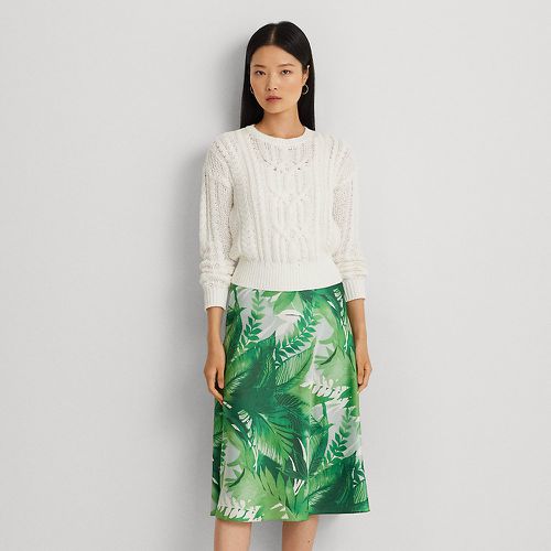 Palm Frond-Print Charmeuse Midi Skirt - Lauren - Modalova