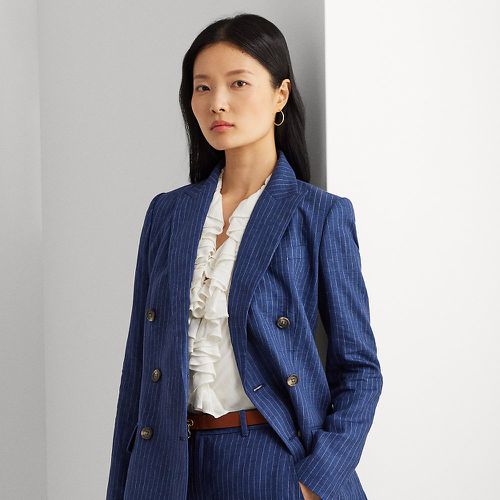 Pinstripe Double-Breasted Linen Blazer - Lauren - Modalova