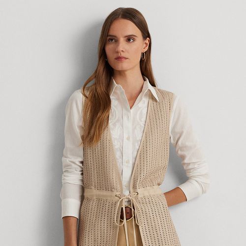 Woven Leather & Cotton-Blend Twill Gilet - Lauren - Modalova