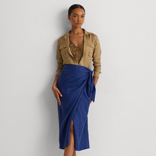Petite - Linen Wrap Midi Skirt - Lauren Petite - Modalova