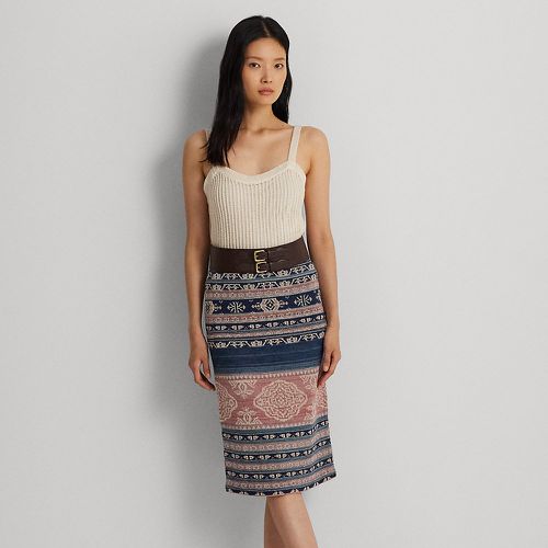 Geo-Motif Linen-Cotton Pencil Skirt - Lauren - Modalova