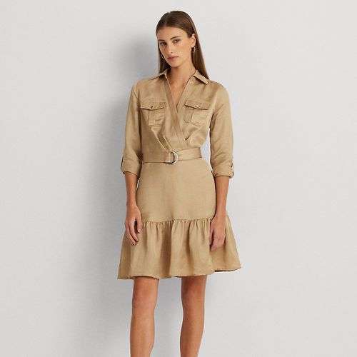 Belted Satin Shantung Shirtdress - Lauren - Modalova