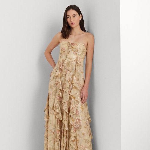 Floral Metallic Chiffon Strapless Gown - Lauren - Modalova