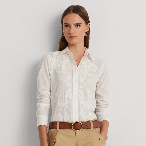 Embroidered Shadow-Stripe Cotton Shirt - Lauren - Modalova
