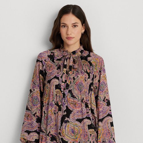 Print Pleated Georgette Tie-Neck Blouse - Lauren - Modalova