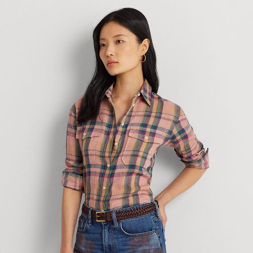 Checked Plaid Linen Shirt - Lauren - Modalova