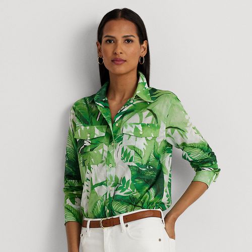 Palm Frond-Print Cotton Voile Shirt - Lauren - Modalova