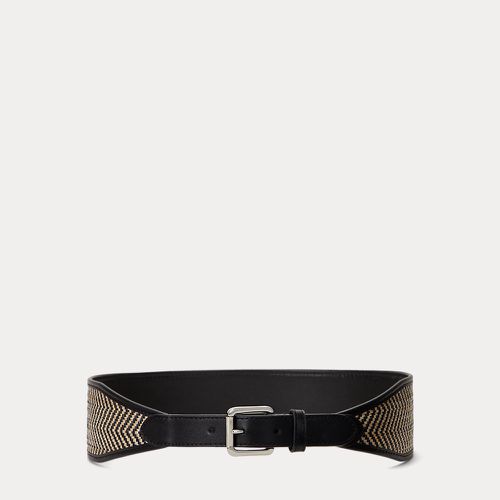 Herringbone & Leather Wide Belt - Lauren - Modalova