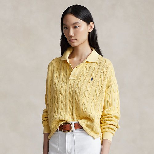 Cable Cotton Long-Sleeve Polo Shirt - Polo Ralph Lauren - Modalova