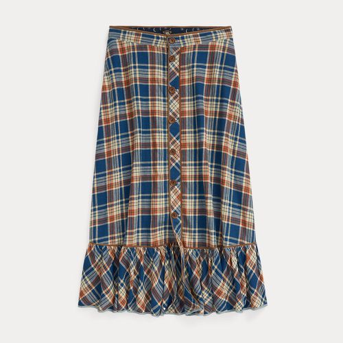 Indigo Plaid Cotton-Linen Skirt - RRL - Modalova