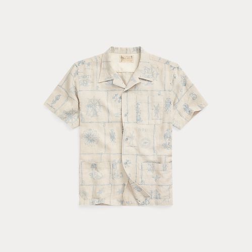 Print Indigo Linen Camp Shirt - RRL - Modalova