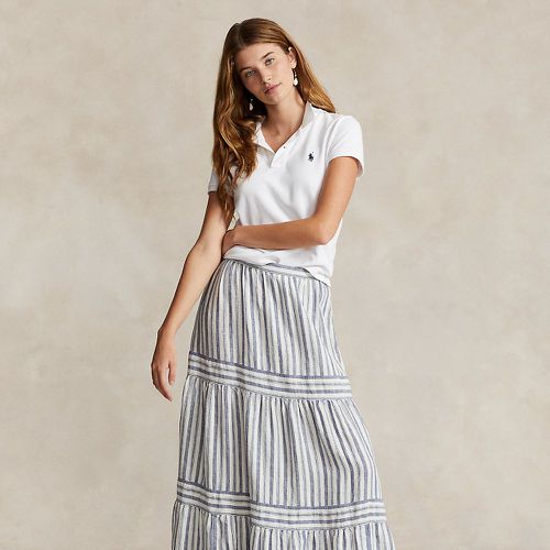 Striped Tiered A-Line Linen Skirt - Polo Ralph Lauren - Modalova