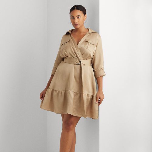 Curve - Belted Satin Shantung Shirtdress - Lauren Curve - Modalova