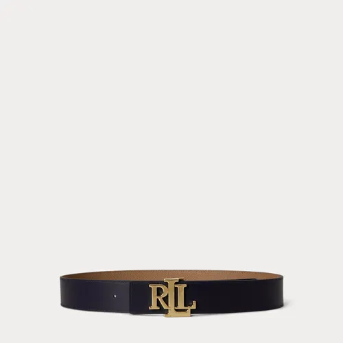 Reversible Wide Leather Logo Belt - Lauren - Modalova