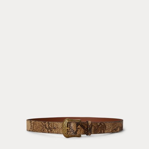 Tooled-Buckle Python-Embossed Belt - Lauren - Modalova