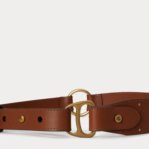 Equestrian D-Ring Studded Leather Belt - Lauren - Modalova