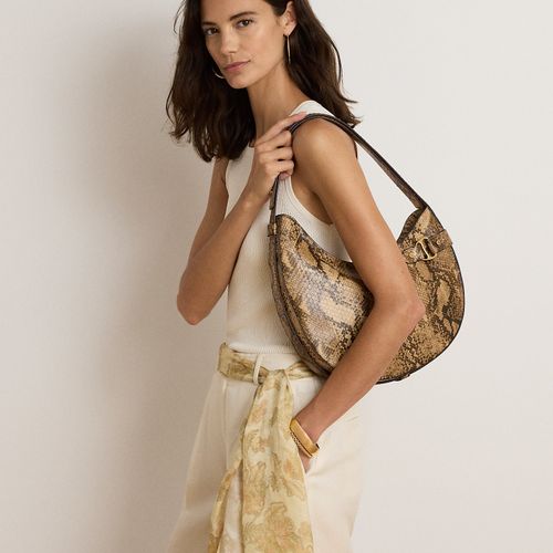 Python-Embossed Large Tasha Shoulder Bag - Lauren - Modalova