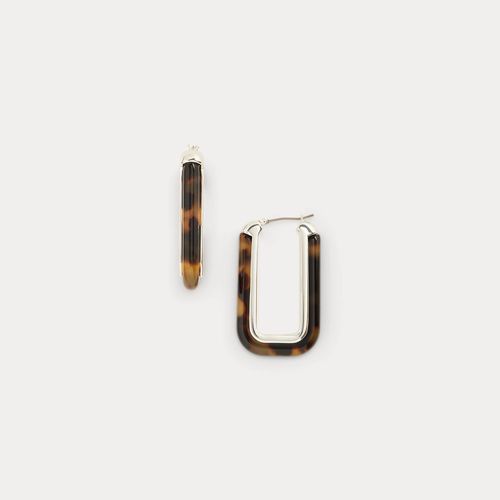 Tortoiseshell Rectangular Hoop Earrings - Lauren - Modalova