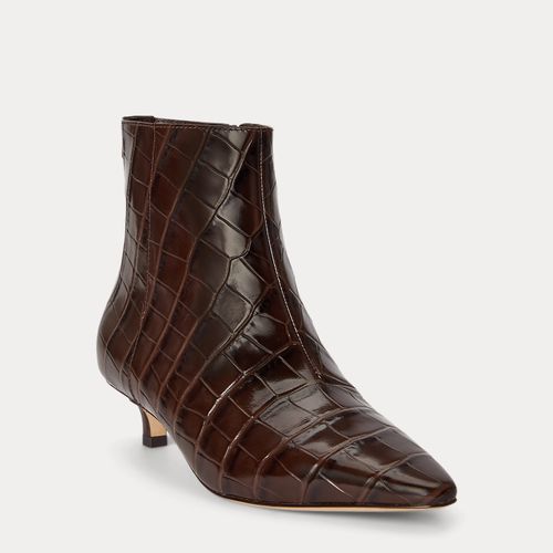 Francesca Croc-Embossed Leather Bootie - Lauren - Modalova