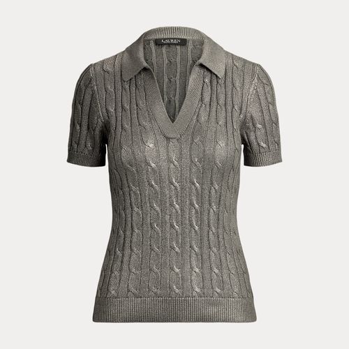 Metallic Cable-Knit Short-Sleeve Jumper - Lauren - Modalova