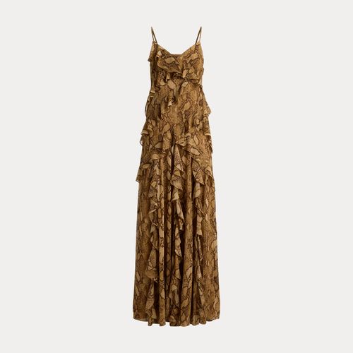 Python-Print Ruffle-Trim Georgette Gown - Lauren - Modalova