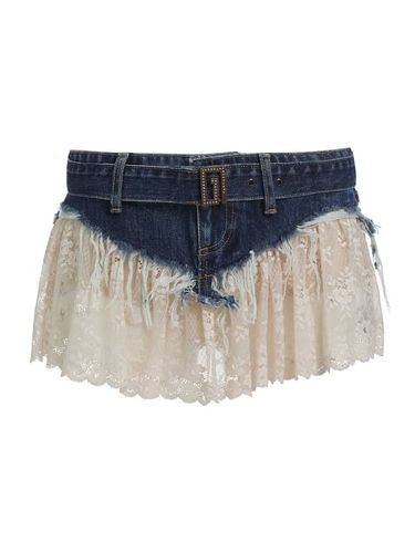 Minifalda Vaquera Con Encaje - Guess - Modalova