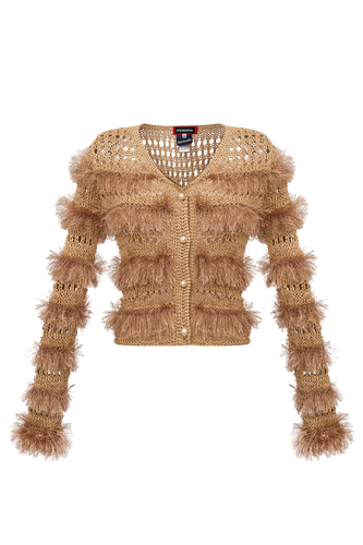 Brown Handmade Knit Sweater - ANDREEVA - Modalova