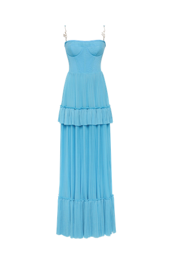 Sky- spaghetti strap pleated maxi dress, Garden of Eden - Milla - Modalova