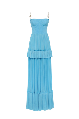 Sky- spaghetti strap pleated maxi dress, Garden of Eden - Milla - Modalova