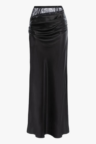 Lace & Silk Satin Draped Skirt - S - Maxi skirts - Aureliana - Modalova