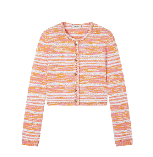 GRADIENT-STRIPED CHAIN-DETAILED CREWNECK CARDIGAN - CRUSH Collection - Modalova