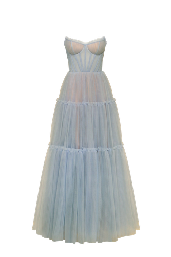 Ocean wave tulle maxi dress with ruffled skirt, Garden of Eden - Milla - Modalova