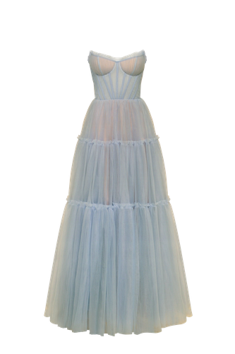 Ocean wave tulle maxi dress with ruffled skirt, Garden of Eden - Milla - Modalova