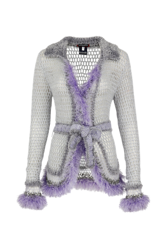 Light Grey Handmade Knit Cardigan - ANDREEVA - Modalova