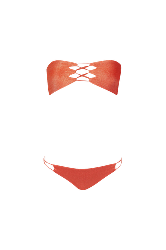 Hava Bikini in Shiny Orange - Top - Sara Cristina - Modalova