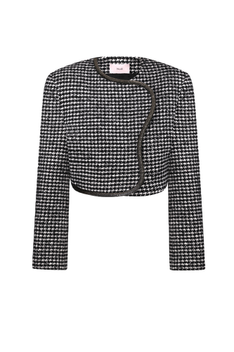 HOUNDSTOOTH CROPPED BLAZER - NUÉ - Modalova