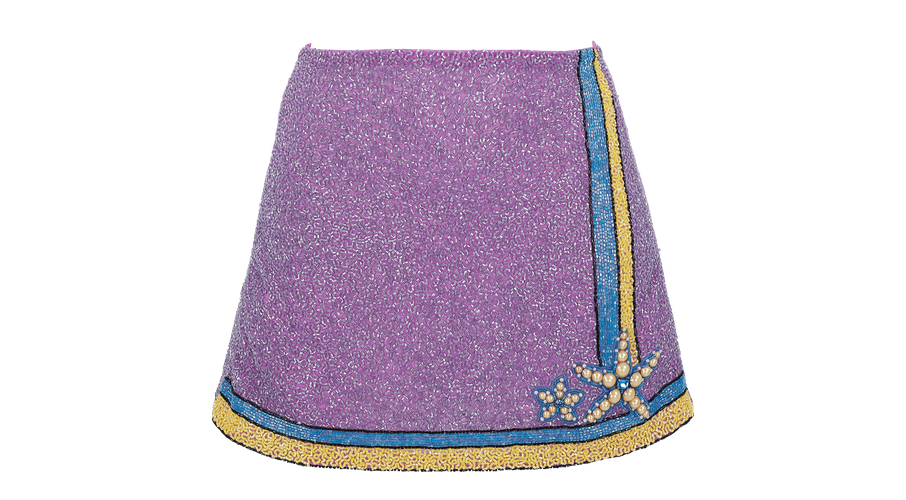 Monni Co-ord Hand Embroidered Crystal Purple Skirt - Oceanus Swimwear - Modalova