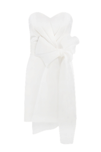 Corset dress with an organza bow - Total White - Modalova