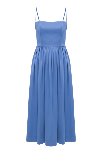 Liette Satin Midi Dress in Ultramarine - Nazli Ceren - Modalova