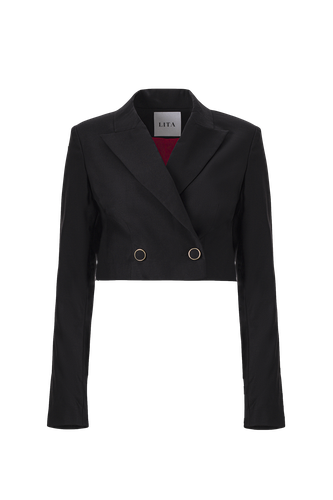 Cropped wool blazer in black - Lita Couture - Modalova