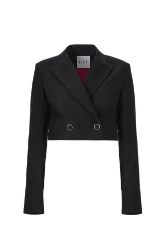Cropped wool blazer in black - Lita Couture - Modalova