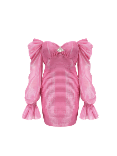 Annabella Puff Sleeve Dress (Pink) - Nana Jacqueline - Modalova