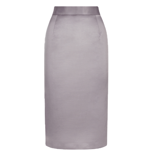 Cotton-Blend Sateen Pencil Skirt (Silver Grey) - Femponiq - Modalova