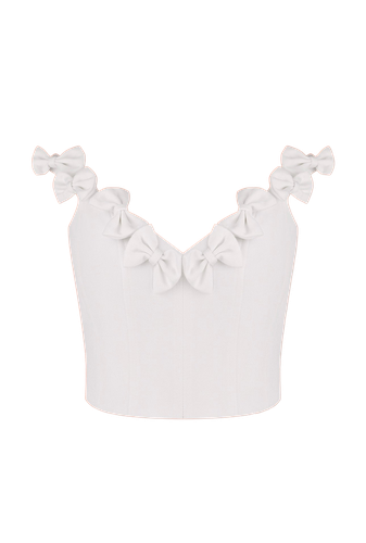 Denim top with bows - Total White - Modalova
