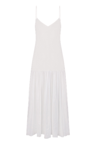 Sundress with an open back and sheer detailing - Total White - Modalova