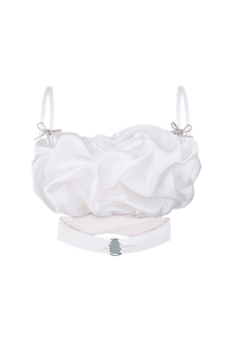 Volumetric top with shoulder straps - Total White - Modalova