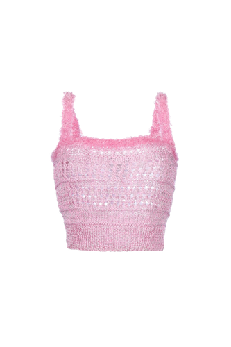 Baby Pink Handmade Knit Top - ANDREEVA - Modalova