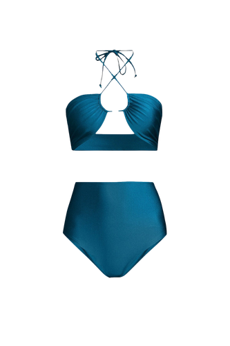 Bahia Bikini with High-Waisted Bottom in Turquoise - Top - Sara Cristina - Modalova